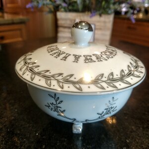 Lefton China 25th Anniversary Footed Candy Dish With Lid