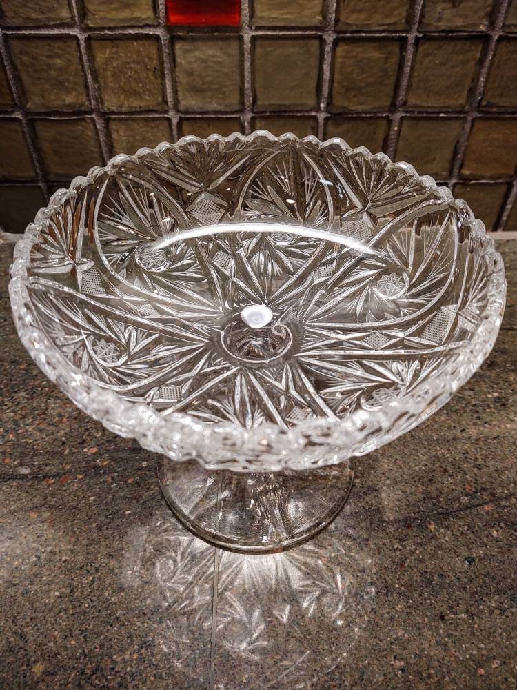 Vintage Crystal Compote Candy Dish Etsy