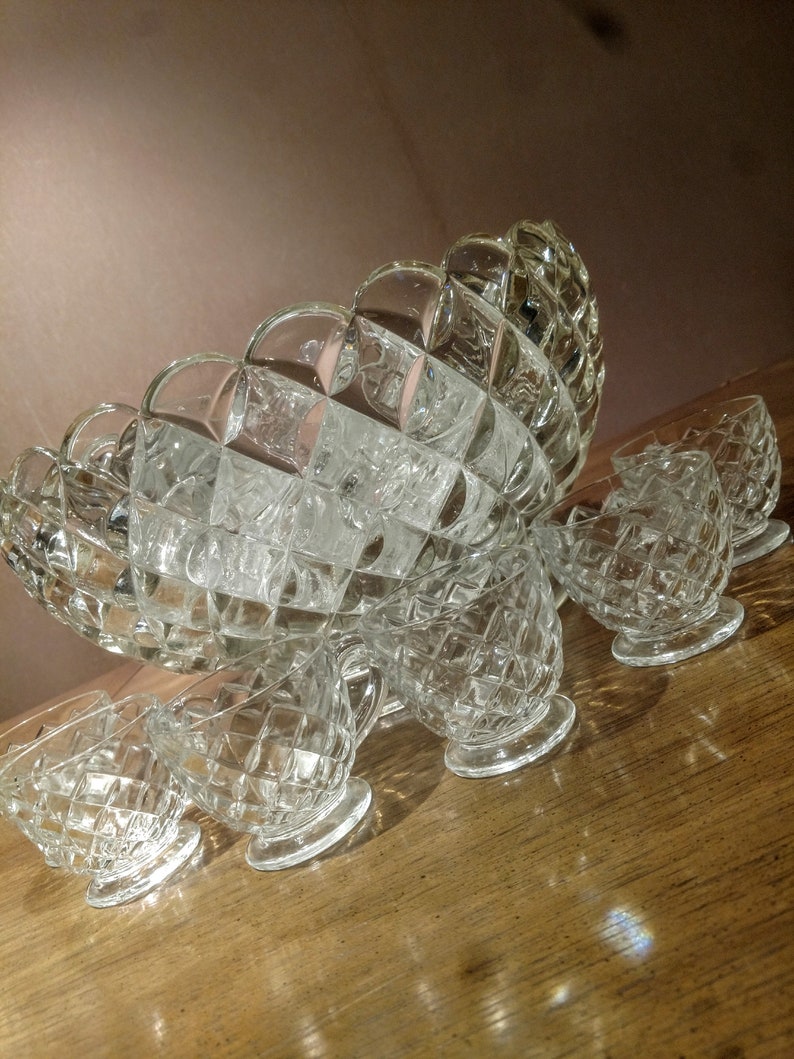 Vintage L E Smith Glass Punch Bowl Set Etsy Australia