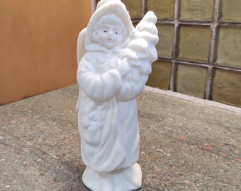 Vintage White Porcelain Christmas Angel Taper Candle Holder