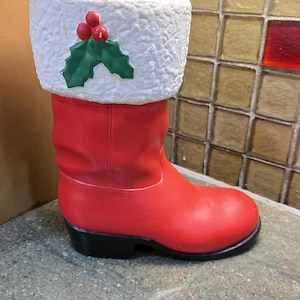 Hand Painted Santa Boot Vase Planter