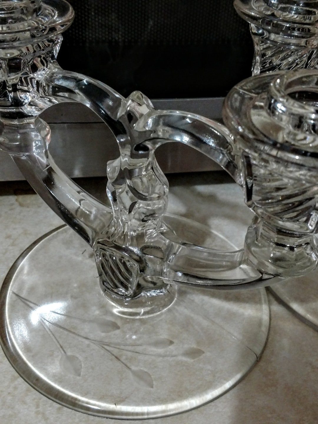 Vintage Glass Double Candle Holders Etsy