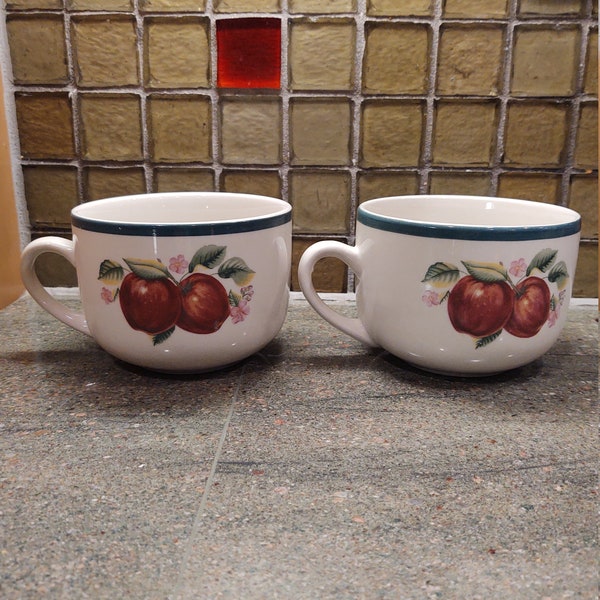 Vintage China Pearl Casuals Apple Stoneware Mugs