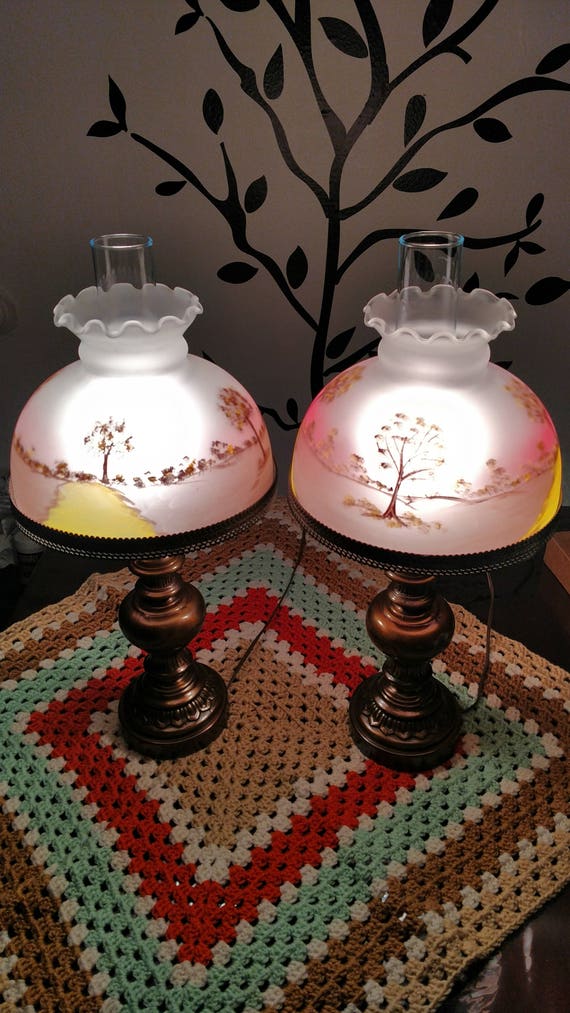 Antique reverse 2024 painted lamp