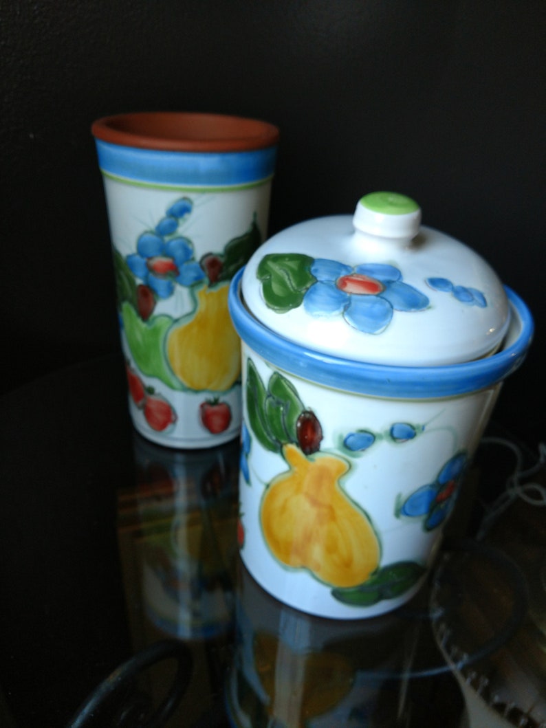 Hand Painted Glazed Ceramic Canister Set Etsy