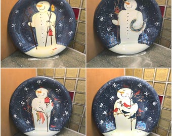 Certified International Twilight Snowman Dinner Plate Set