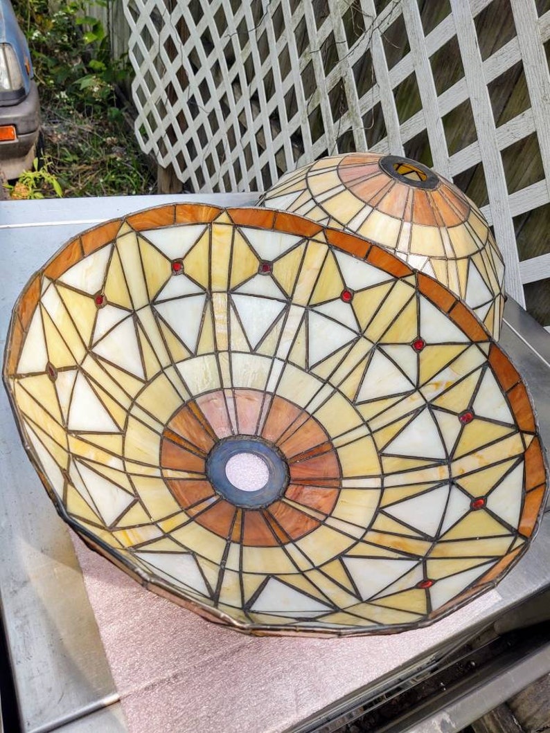 Vintage Stained Glass Ceiling Light Shades Etsy