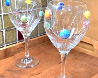 Hand Decorated Wire Wrapped Wine Glasses