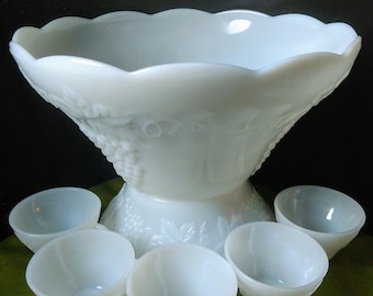 Anchor Hocking Milk Glass Punch Bowl