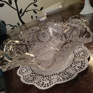 Vintage Pressed Glass Double Crimped Bowl