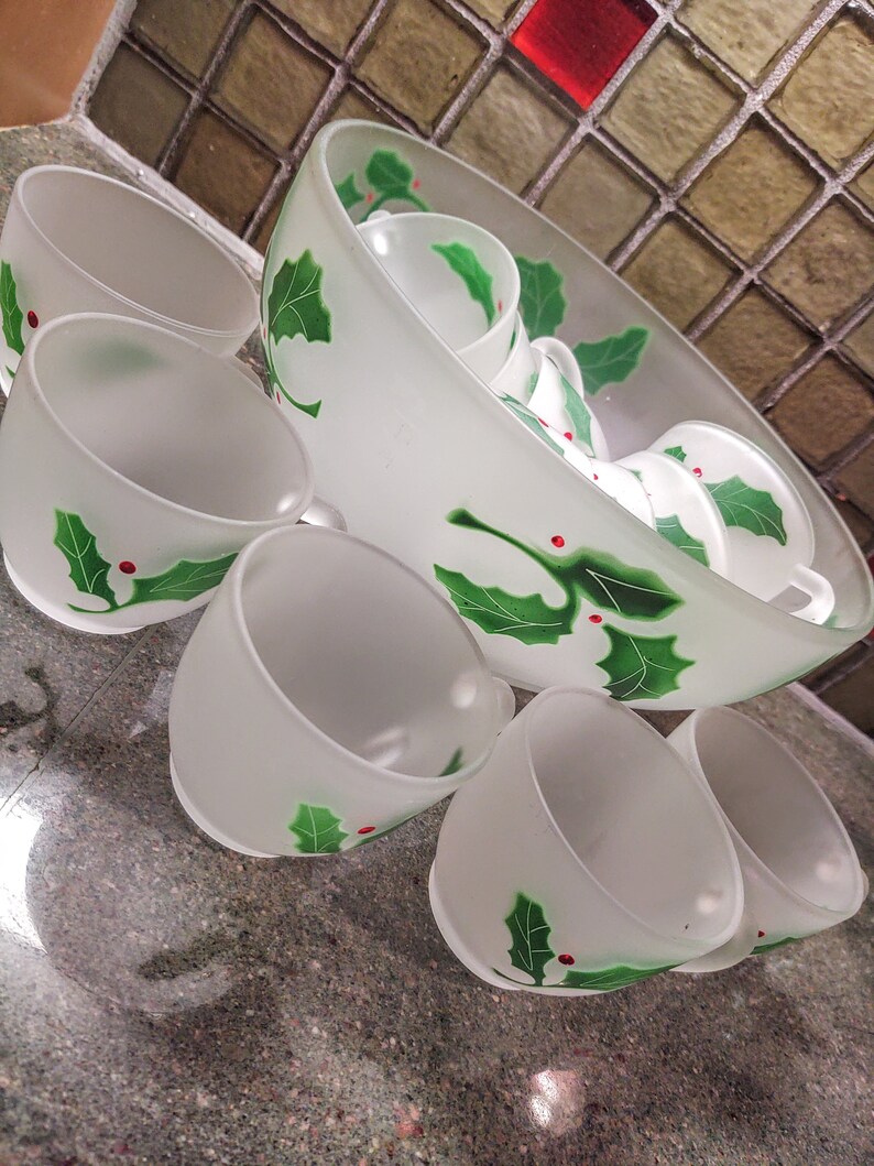 federal glass punch bowl set