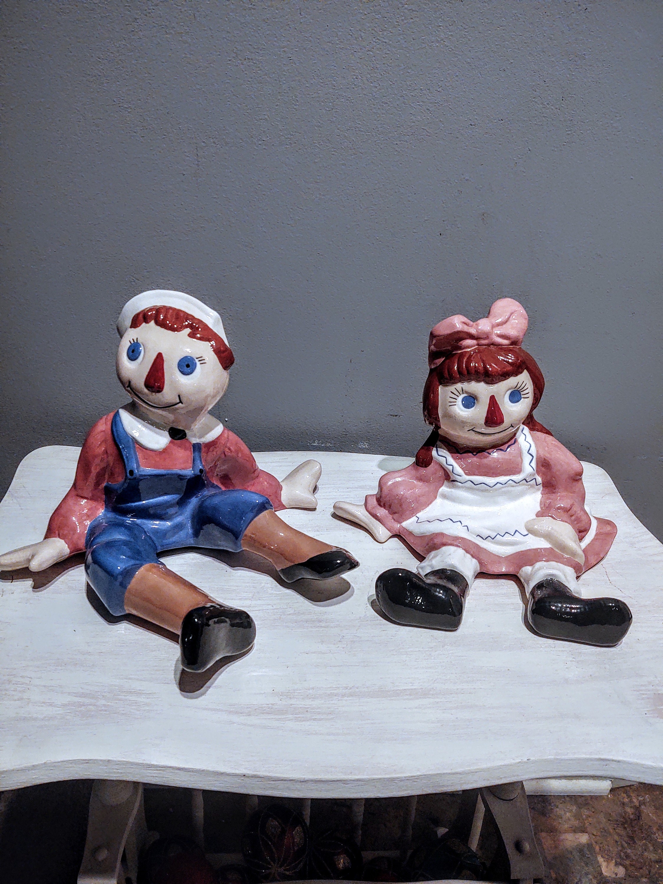 Vintage Ceramic Raggedy Ann and Andy Display Figures - Etsy