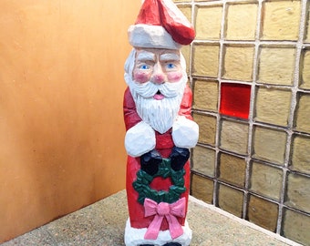 Vintage Carved Wood Santa Figurines