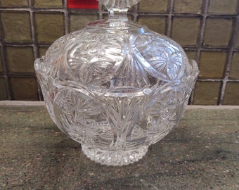 Vintage Crystal Dish With Lid