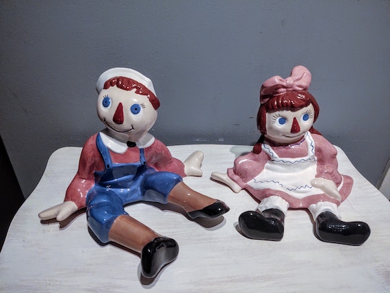 Vintage Ceramic Raggedy Ann and Andy Display Figures - Etsy
