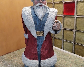 最高品質の巨大な木製彫刻サンタ 10.63インチ ファーザーフロスト