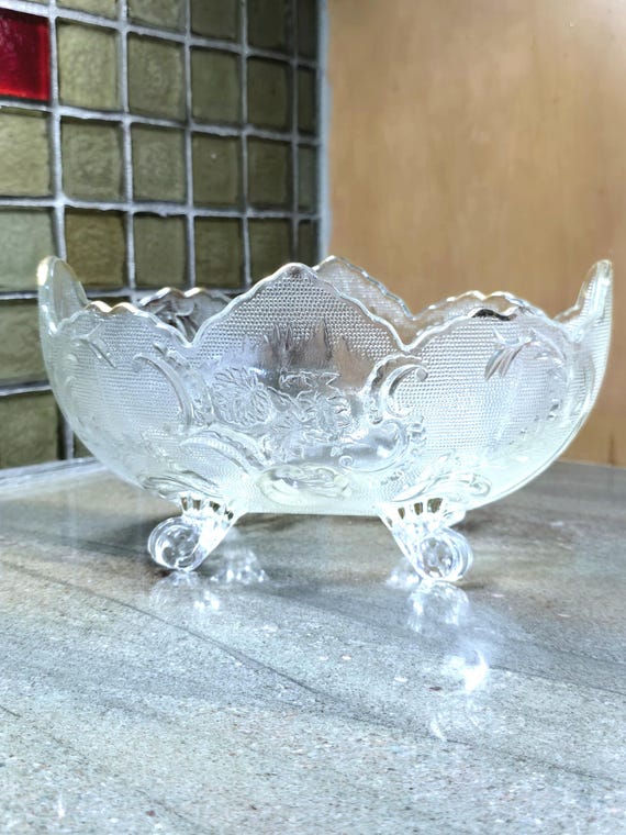 Vintage Jeannette Glass Lombardi Footed Oval Fruit Bowl - Etsy