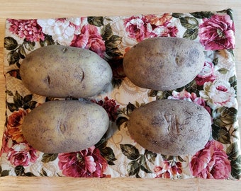 Microwave Potato Bag, Large Size - Spud Cooker, Tater Pouch, Pink Floral