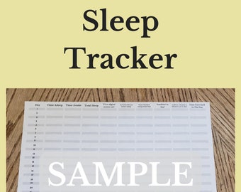 Sleep Tracker Log for Insomnia (PDF Print), Monthly, Treatment Tracking Diary Chart