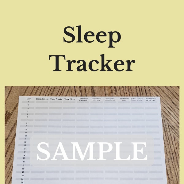 Sleep Tracker Log for Insomnia Treatment Printable Page / Sleep Planner Printable / Sleep Log Page for sleep tracking / Sleep Diary or Chart