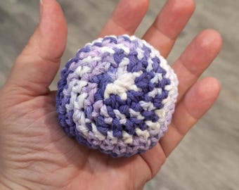 hacky sack handmade, Foot Bag, footbag, Stress Ball, Crochet, Cotton, Purple White Ombre