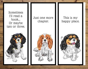 Cavalier King Charles Spaniel Bookmarks Set of 3 / Printable Illustrated Bookmarks / Bookmark Printable for Dog Lover / Digital Download