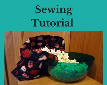 Sewing Tutorial for a Reusable Microwave Popcorn Bag with photos material list and cooking Instructions / Microwave Bag Tutorial / Pattern