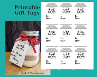 Generic Printable Gift Tags / A Gift For You / Black and White Gift Tags To From Digital