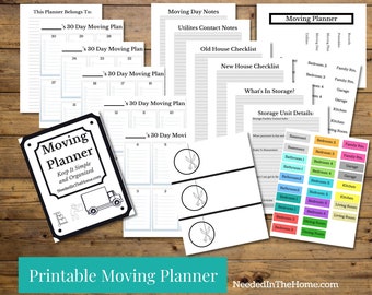 Moving Planner Pages / Moving Binder Pages / Printable Moving Home Folder PDF Checklist Cover Box Label Divider Door Hanger Template list