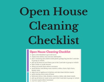 Open House Cleaning Checklist Clean Your Entire House In less than 2 hours for a house showing to sell your house Download Downloadable PDF