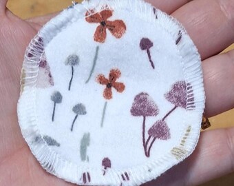 Mushroom Theme Cotton Flannel Facial Rounds - Reusable Makeup Remover Pads, Flowers, mushrooms