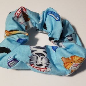 Comic Cartoon Cats Hair Scrunchie, Cat Theme Hair Scrunchie, Womens accessories Handmade