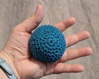 hacky sack handmade, Foot Bag, footbag, Stress Ball, Crochet, Cotton, Solid Teal
