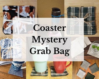 Fabric Coasters Mystery Grab Bag / Mystery Coaster Pack / Mystery Quilted Coasters Set / Surprise Coasters / Beverage Coasters Pack Handmade