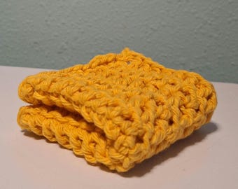 Handmade Crochet Cotton Dishcloth, Reusable Washcloth, Farmhouse Style (7 inch), Gold, Dish Cloths