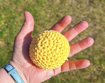 hacky sack handmade, Foot Bag, footbag, Stress Ball, Crochet, Cotton, Solid Yellow