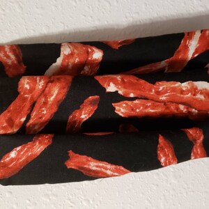 Bacon Face Mask - Adult Size, Food Theme Face Cover, cooked crispy bacon facemask