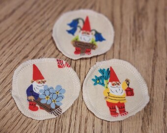 Gnome Theme Cotton Flannel Facial Rounds, Reusable Makeup Pads, Set of 10, 3"