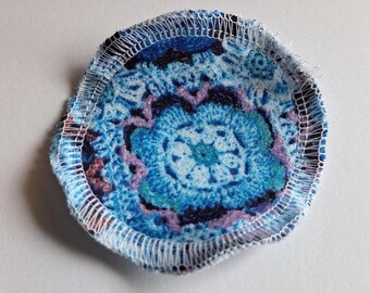 Afghan Theme Cotton Flannel Facial Rounds, Reusable Makeup Pads, 3", blue, teal, purple