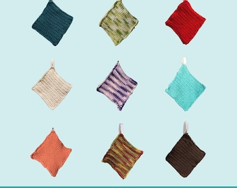 Crochet Potholders Double Thick 100% Cotton Hotpads You Choose Color with hanger