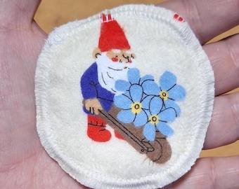 Gnome Theme Cotton Flannel Facial Rounds, Reusable Makeup Pads, Set of 10, 3"