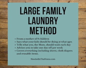 Large Family Laundry Method - how a large family mom of 8 gets it done, kids chores what ages to wash clothes towels bedding, wash days tips