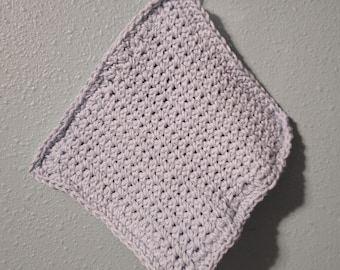 Crochet Potholders Set, Double Thick Cotton Hotpads, Solid Light Blue with hanger