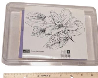 Stampin' Up! Detailed Flower Large "From The Garden" Rubber Stamp Wood Unmounted