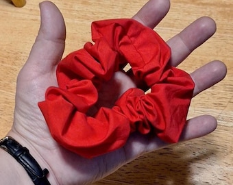 Solid Red Handmade Hair Scrunchie, Holiday Party Red Hairband, Scrunchy Women Accessory, Ponytail Holder