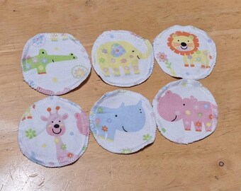 Animal Theme Cotton Flannel Facial Rounds - Reusable Makeup Remover Pads, set of 10