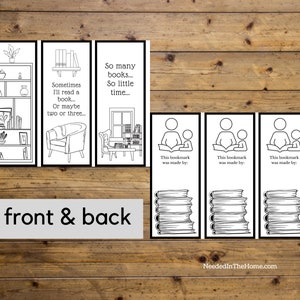 Printable Color Your Own Book Lover Bookmarks / Instant Digital Download DIY Child Coloring / Printable Birthday Party Activity for all ages image 2