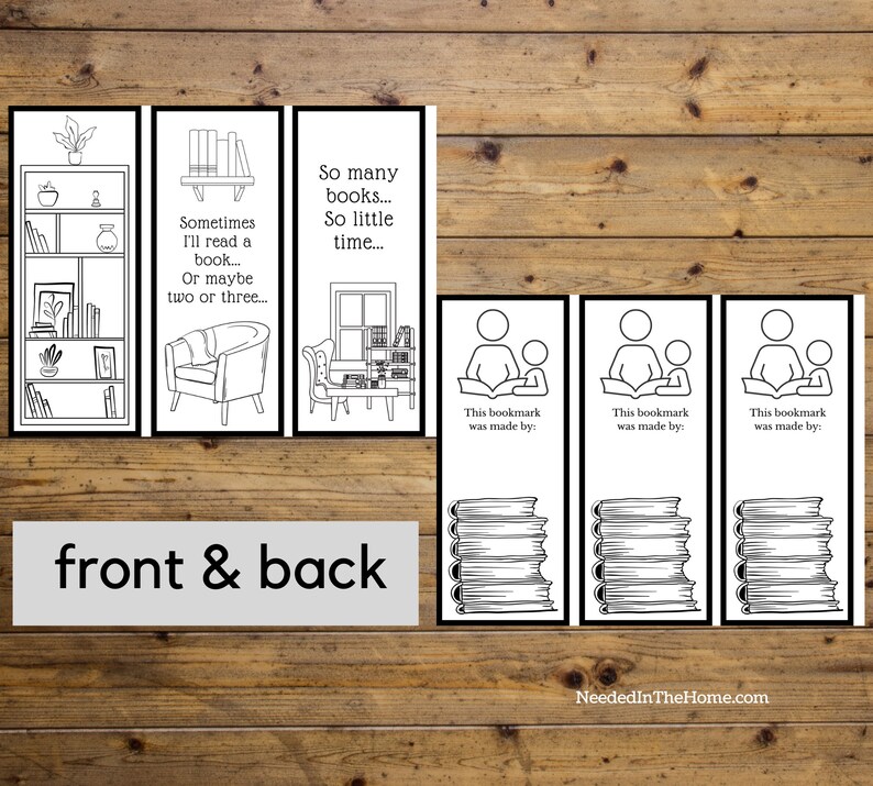 Printable Color Your Own Book Lover Bookmarks / Instant Digital Download DIY Child Coloring / Printable Birthday Party Activity for all ages image 2