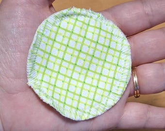 Cat Theme Cotton Flannel Facial Rounds - 10 Reusable Makeup Face Pads, Green Geometric Print