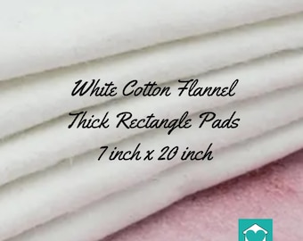 White Cotton Flannel Thick Rectangle Pads, 10 count, 7 x 20 inch, 2 layers, serged